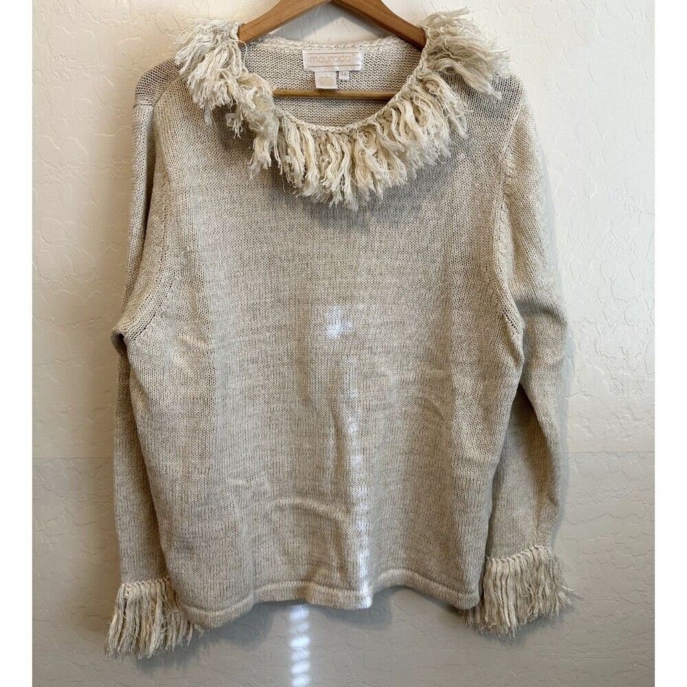 Vintage Maurada Womans Fringe Sweater Top‎ Size 1X Boho Beachy Artsy Old Money